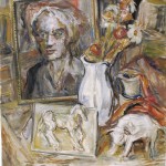 [Still Life: Portrait of William with Horse, Bull and Flowers], 1950s